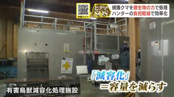 クマの死骸を微生物の力で跡形もなく分解出来る装置が他にも色々使えそうだと話題