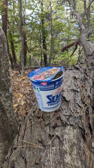 【画像】山でカップラーメン食う