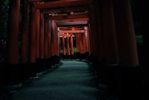 【画像】夜の伏見稲荷大社って・・・