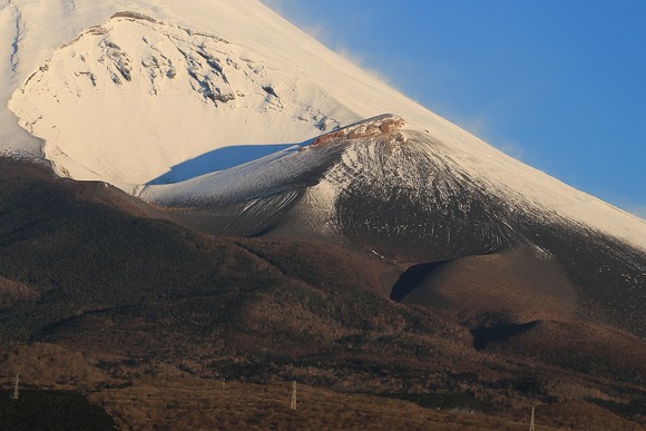 南側から望む宝永山の周辺 中央に宝永山