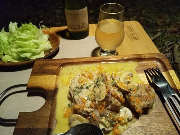 【キャンプ飯】チキンのクリーム煮マッシュルームマシマシ