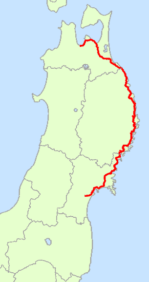 国道45号線の経路概略図
