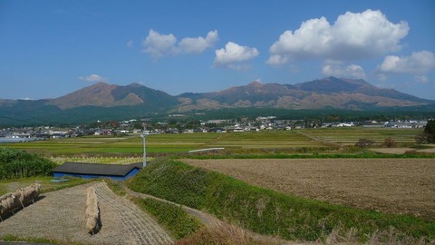 南阿蘇村から見た中央火口丘群