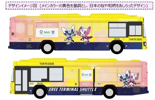 成田国際空港、ターミナル連絡バスのデザインを「東京2020オリンピック・パラリンピック競技大会」応援デザインに