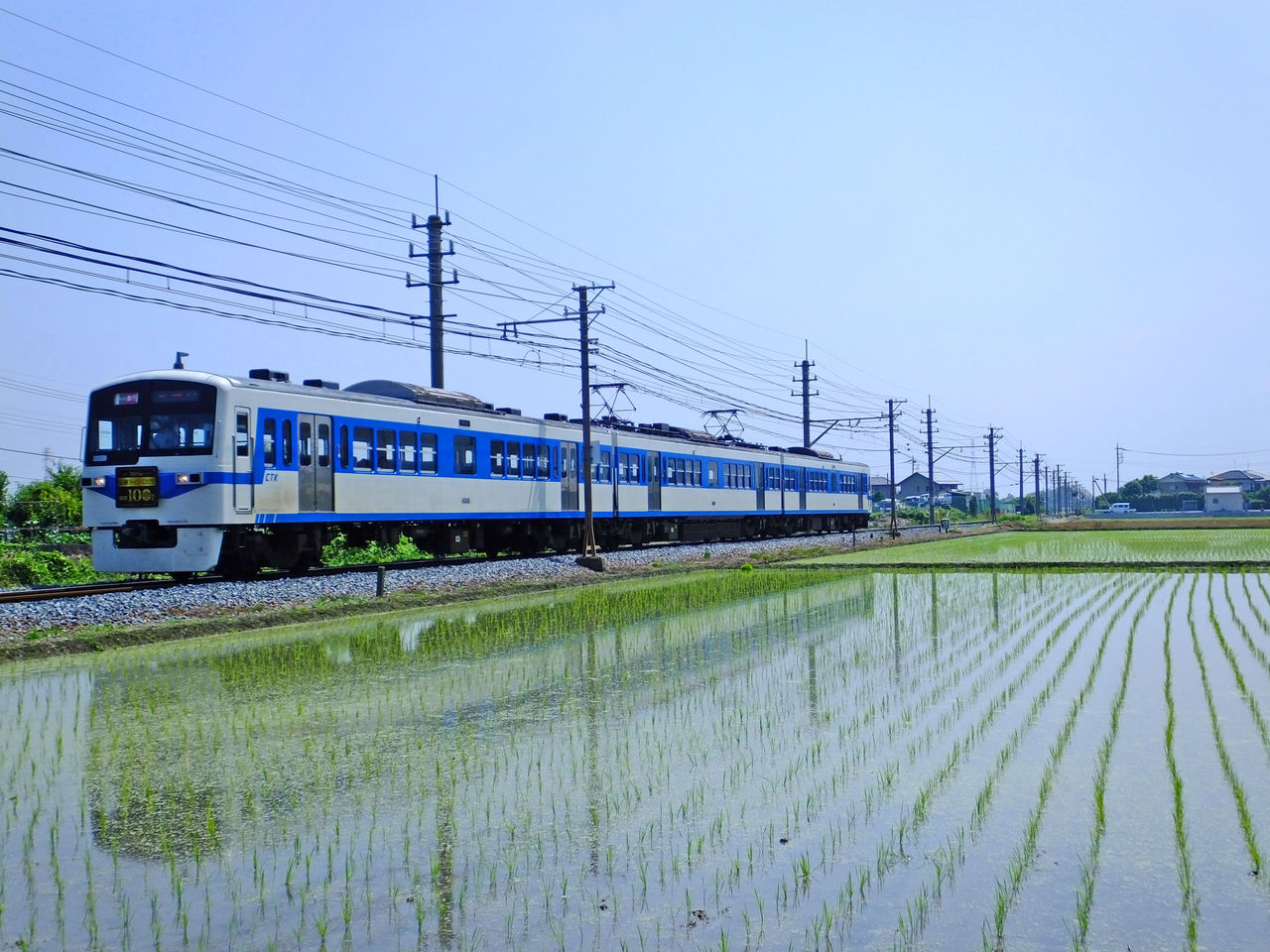 水田の水鏡に映し出された秩父鉄道の車両たちを撮影 快特京王稲田堤の日々の日記
