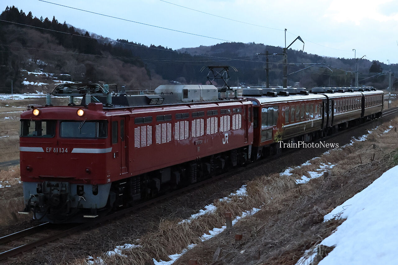 2025/2/27～28運転 12系SLばんえつ物語客車3両秋田出場試運転配給