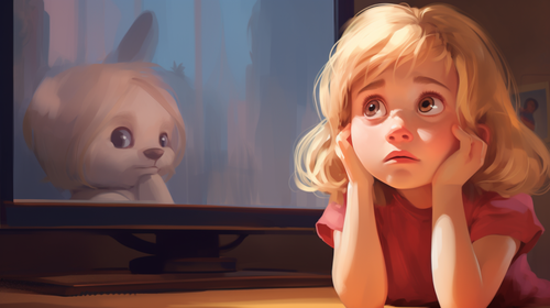 maximilian283_A_cute_blond_girl_watching_TV_with_subtitle_