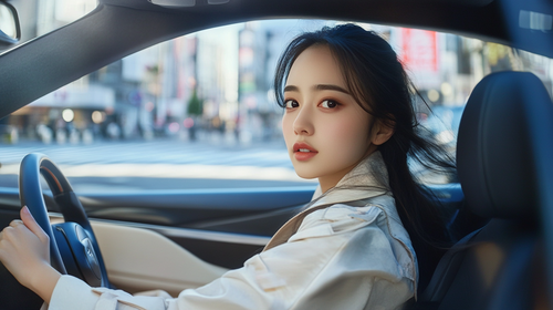 maximilian283_Beautiful_Chinese_Woman_driving_a_BYD_elect