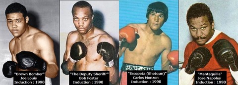 左から：ジョー・ルイス，ボブ・フォスター，モンソン，ナポレス