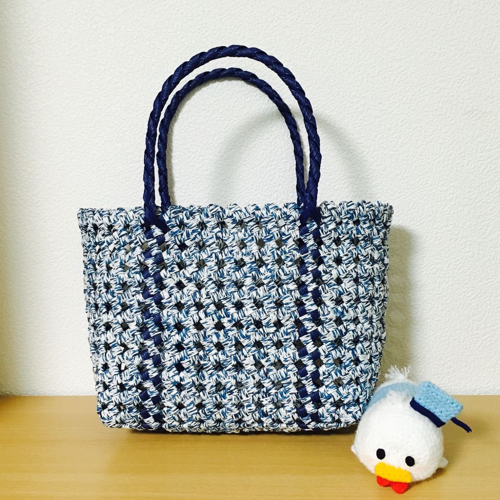 かごバッグを作りました エコクラフト 日々是ハンドメイド かごバッグを作りました エコクラフト 日々是ハンドメイド