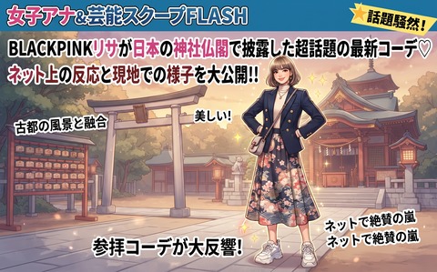 BLACKPINKリサが日本の神社仏閣で披露したコーディネートとネット上の反応が話題