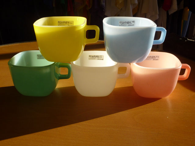 glasbake グラスベイク スクエア スープカップ 6色セット glasbake
