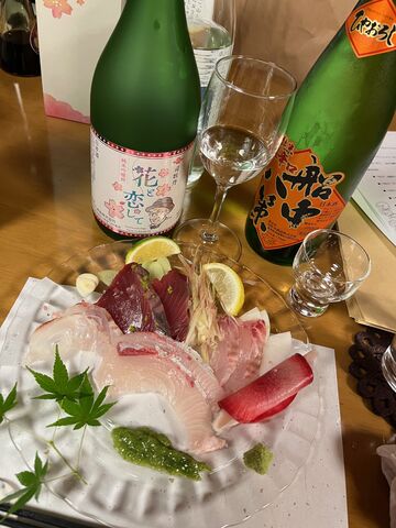 写真4 花と恋して、船中ひやおろし、刺身