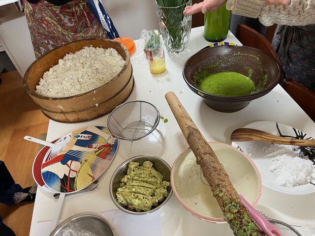 写真7 葉にんにくヌタ、柚子酢飯