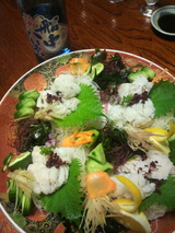 船中生酒と鱧おとし大皿