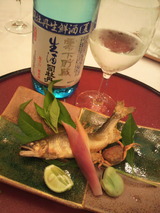 零下生純米酒と鮎
