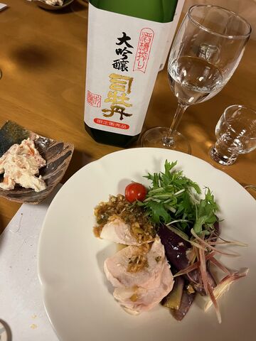 写真3 酒槽搾りと四万十鶏と茄子