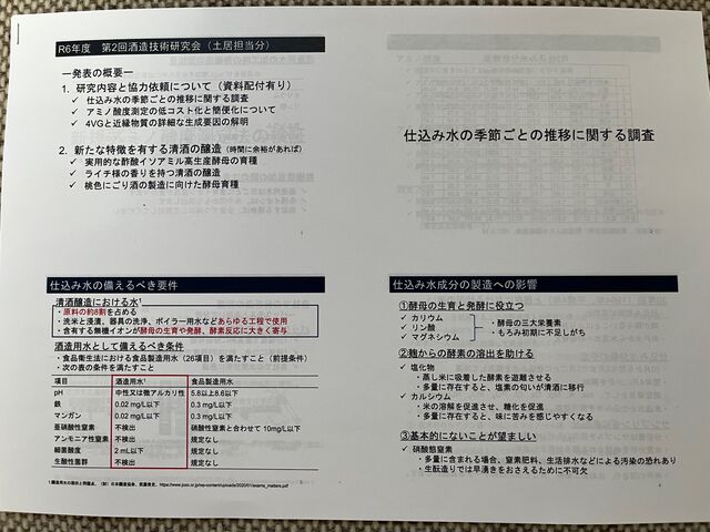 写真14 仕込み水調査等