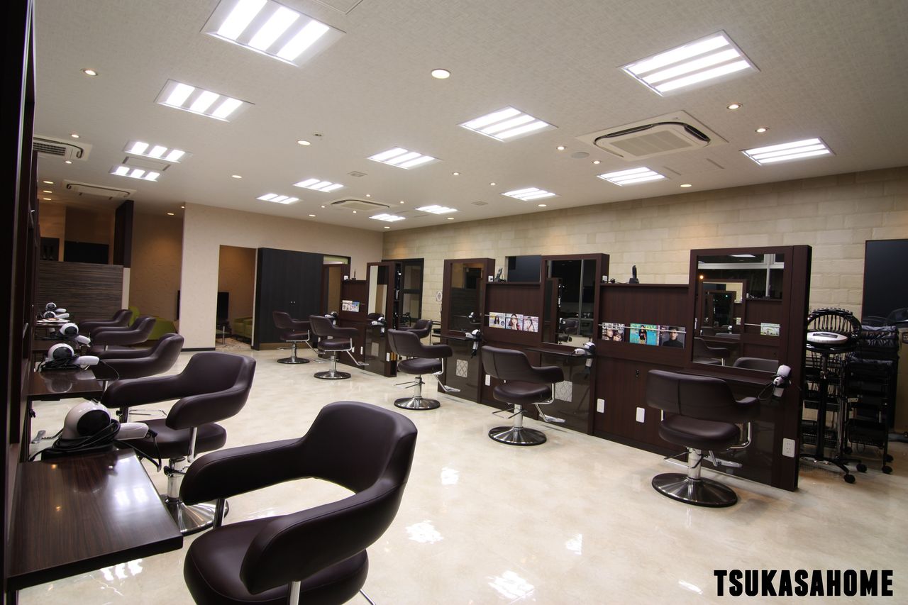 かっこいい美容室の内装 55坪 キッズ ネイルサロン シンプル ナチュラル カッコイイ家 外観 内装 インテリア 施工事例 千葉 茨城