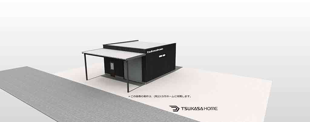 キャンピングカーもおけるホビールーム カーポート付 大型鉄骨ガレージ 間口7m 奥行11m かっこいいデザイン車庫ガレージ 倉庫 ガレージ ハウス施工例