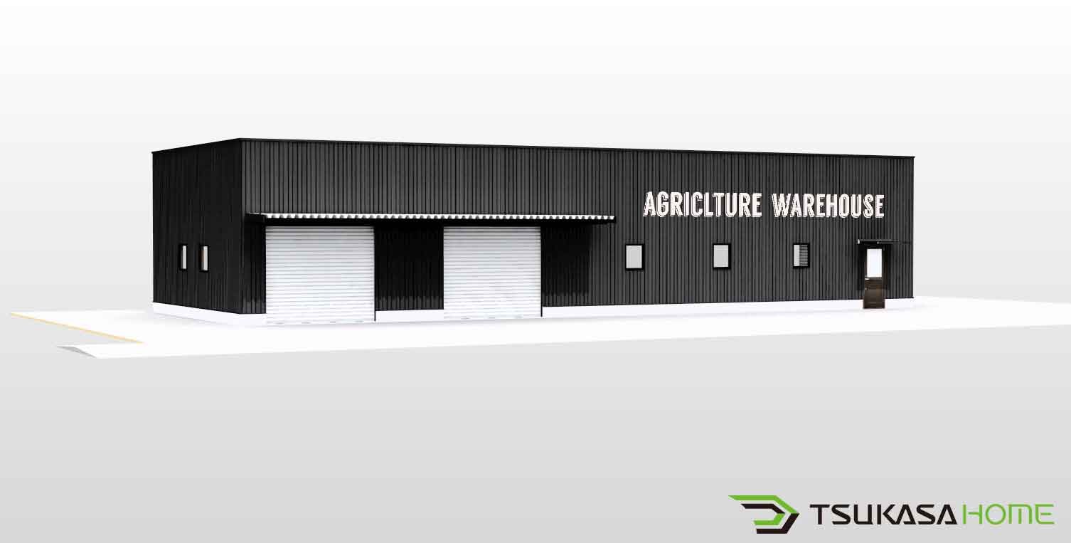 かっこいい農業用倉庫 間口21m 奥行8 2ｍ 天井高さ4m 鉄骨倉庫 かっこいいデザイン車庫ガレージ 倉庫 ガレージハウス施工例