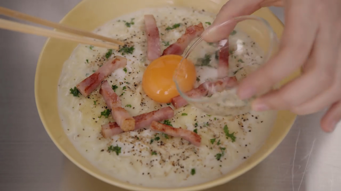 アレンジ 竹内結子流 塩らーめんカルボナーラ つけものいしのラーメンブログ 今日のホームラン