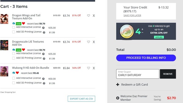 DAZで最近入手したコンテンツ