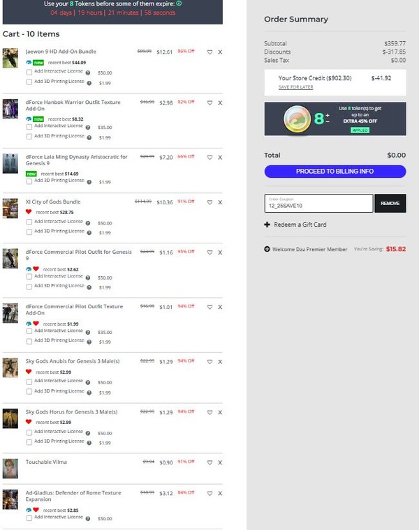 DAZで今日買ったコンテンツ