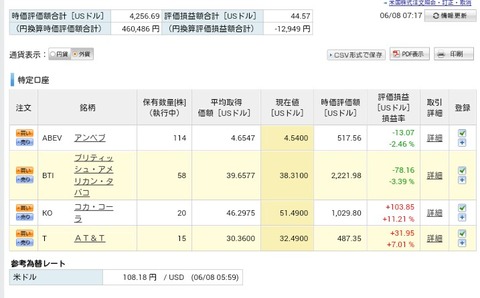 米国株運用状況です(2019年6月7日現在)