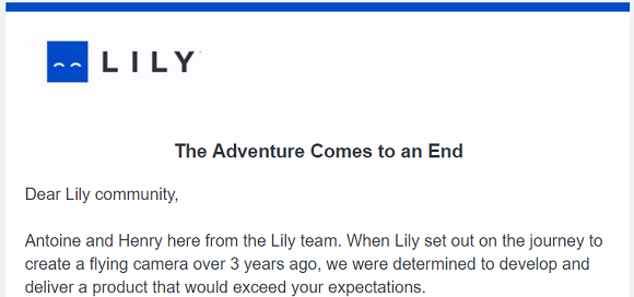 Lily Camera The Adventure Comes to an End