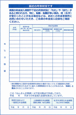 ねんきん定期便