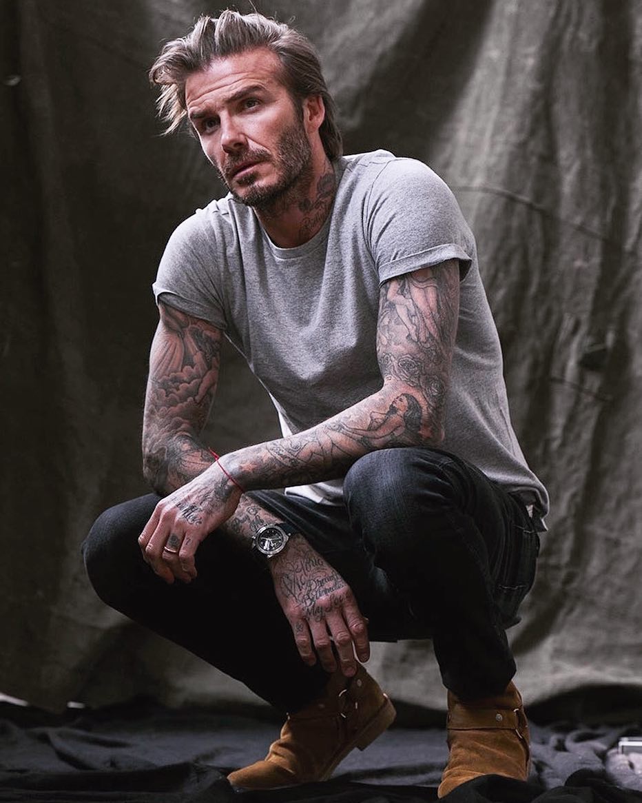 ウェスタンブーツ Tシャツ デニム チュードルのデビッド ベッカム メンズセレブファッションニュース