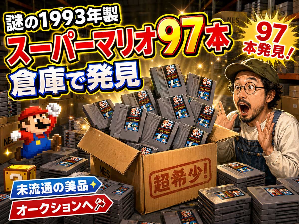 1993年製「スーパーマリオ」97本、倉庫で発見で驚く男性