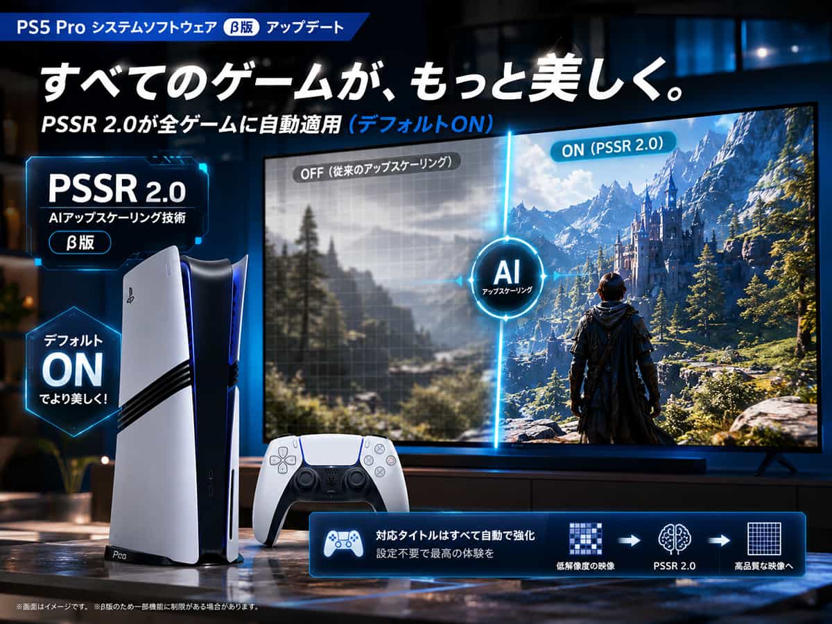 新型PS5 Proベータ版、PSSR2.0アプスケをデフォルト適用