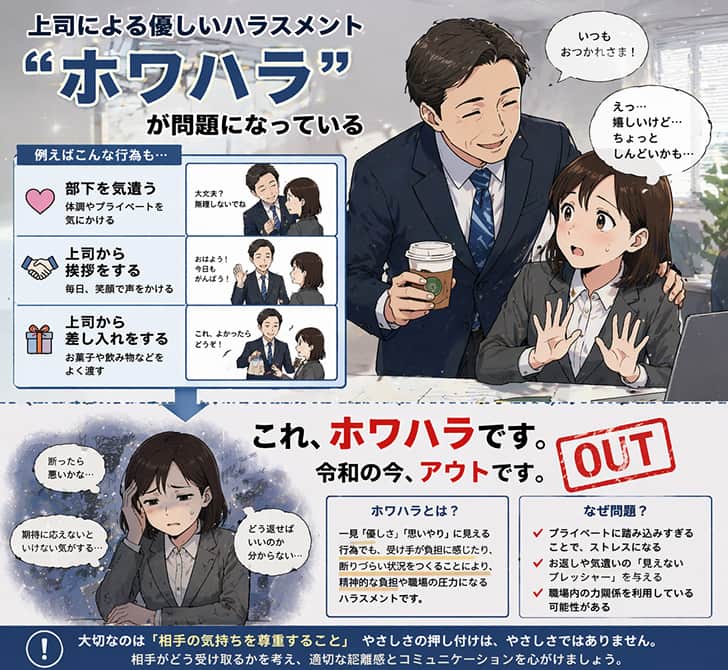 上司による優しいハラスメント「ホワハラ」が問題になっている