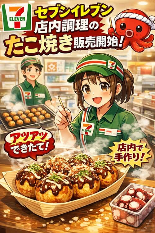 セブンイレブン、店内調理のたこ焼き販売開始