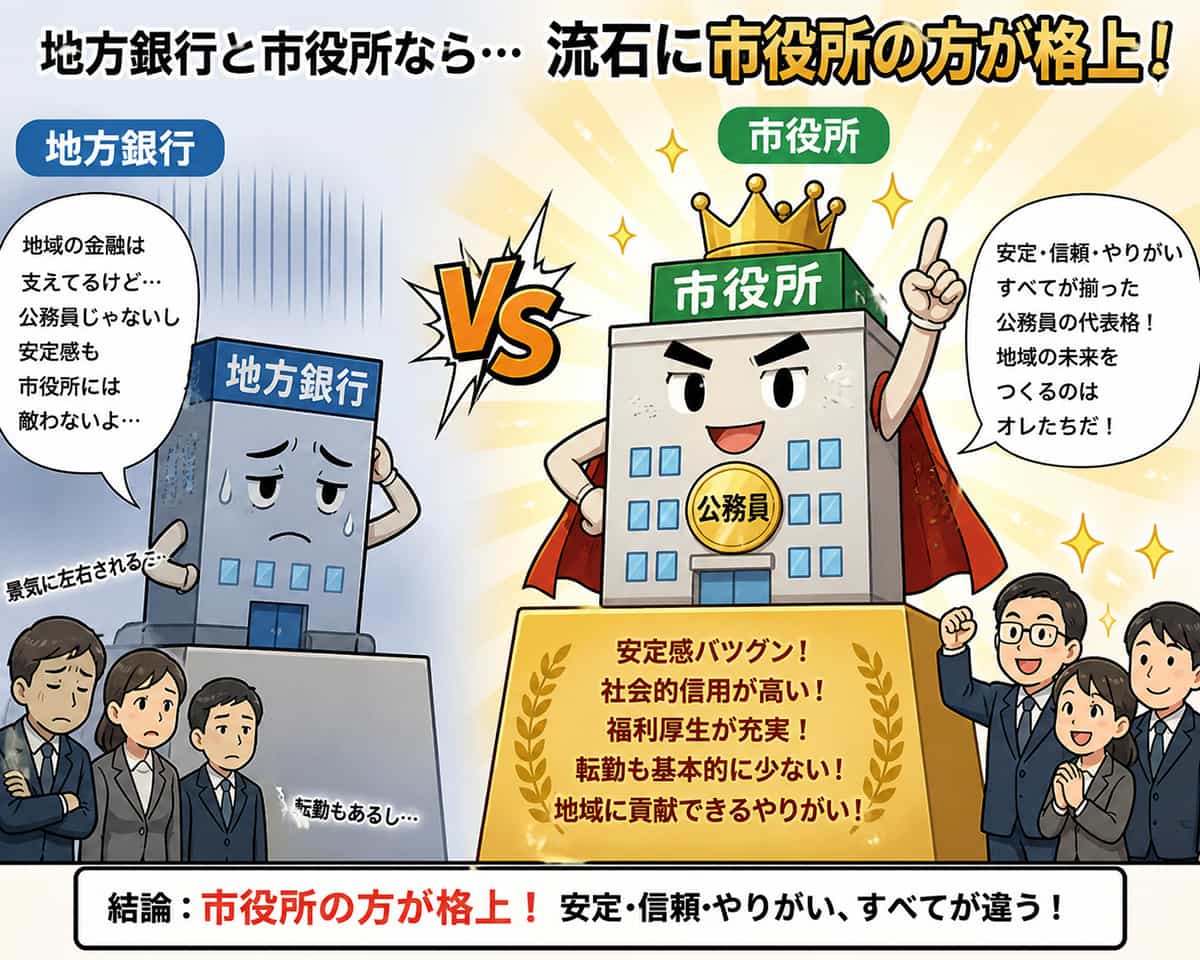 地方銀行と市役所なら流石に市役所の方が格上だよな?