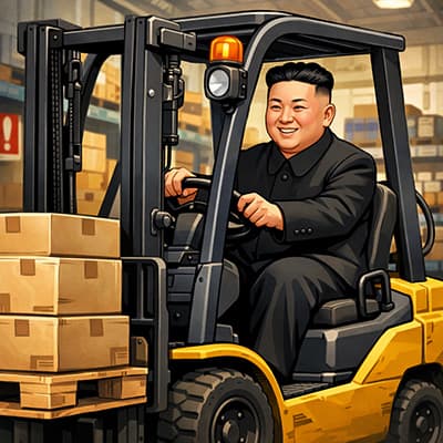 金正恩、フォークリフトを運転する