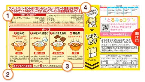 カレーのパッケージ裏