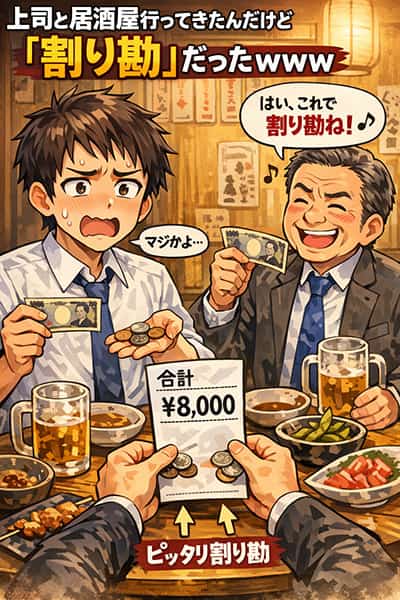 居酒屋で上司と割り勘