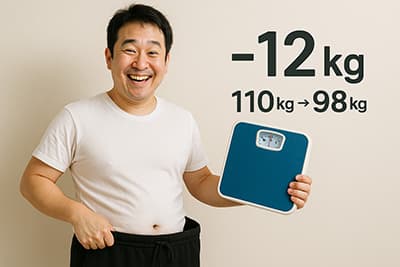 ダイエット初めて半月、110kg→98kgになった