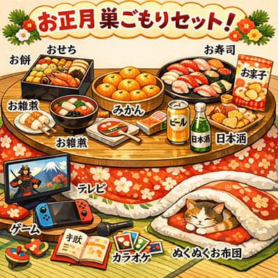 お正月巣ごもりセット買ってきた！