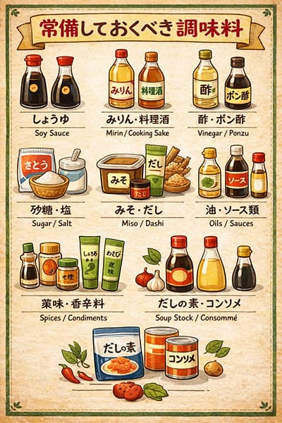 常備しておくべき調味料