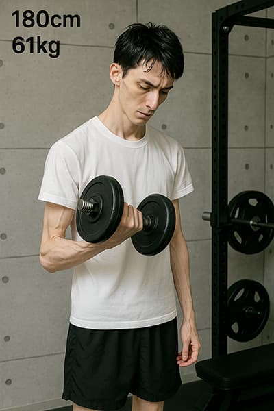 180cm61kgなんだけど筋トレしてるって言っても信じて貰えない