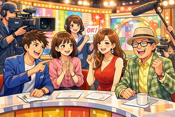 番組を収録している芸能人達