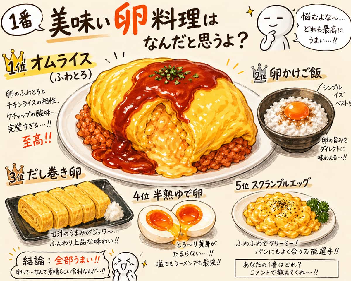 1番美味しい卵料理はなんだと思うよ？