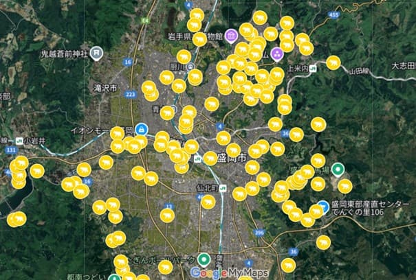 盛岡市の熊出没マップ