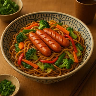 焼きそばの具の肉の代わりにウインナー入れる家