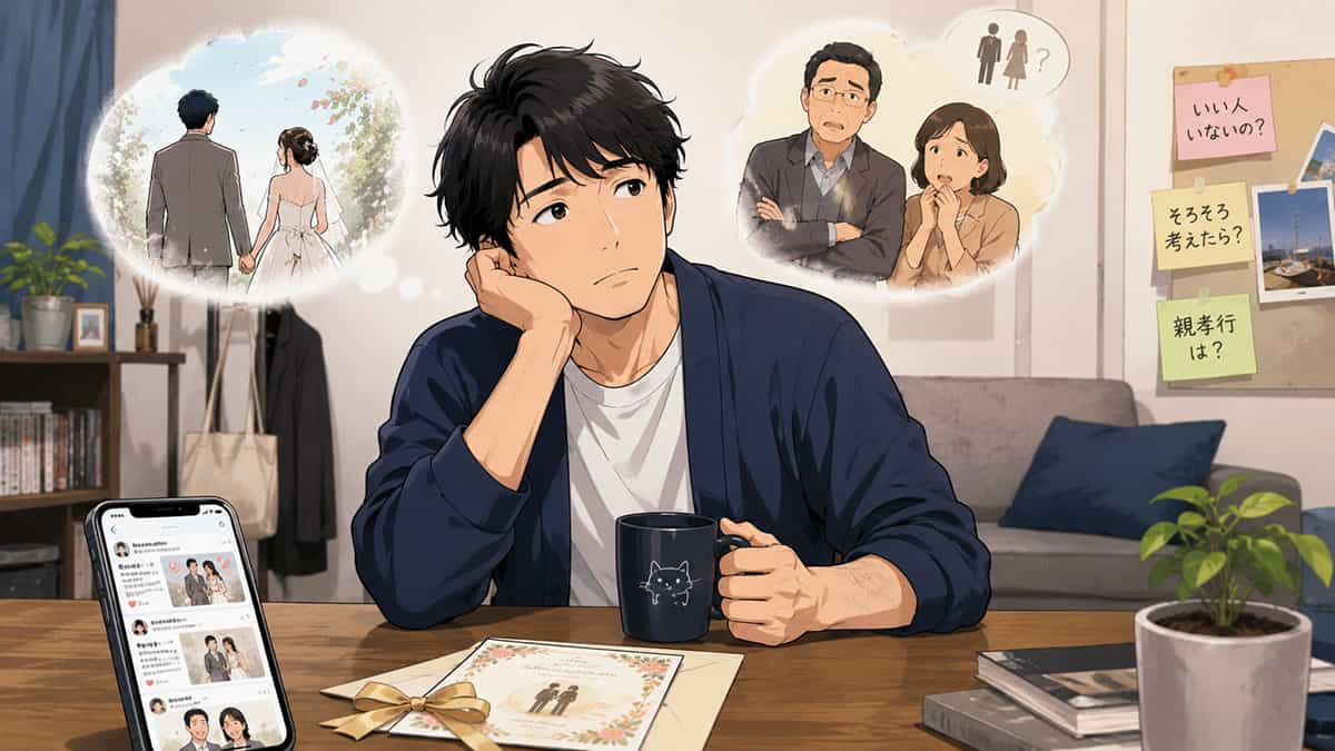 結婚について考える男性