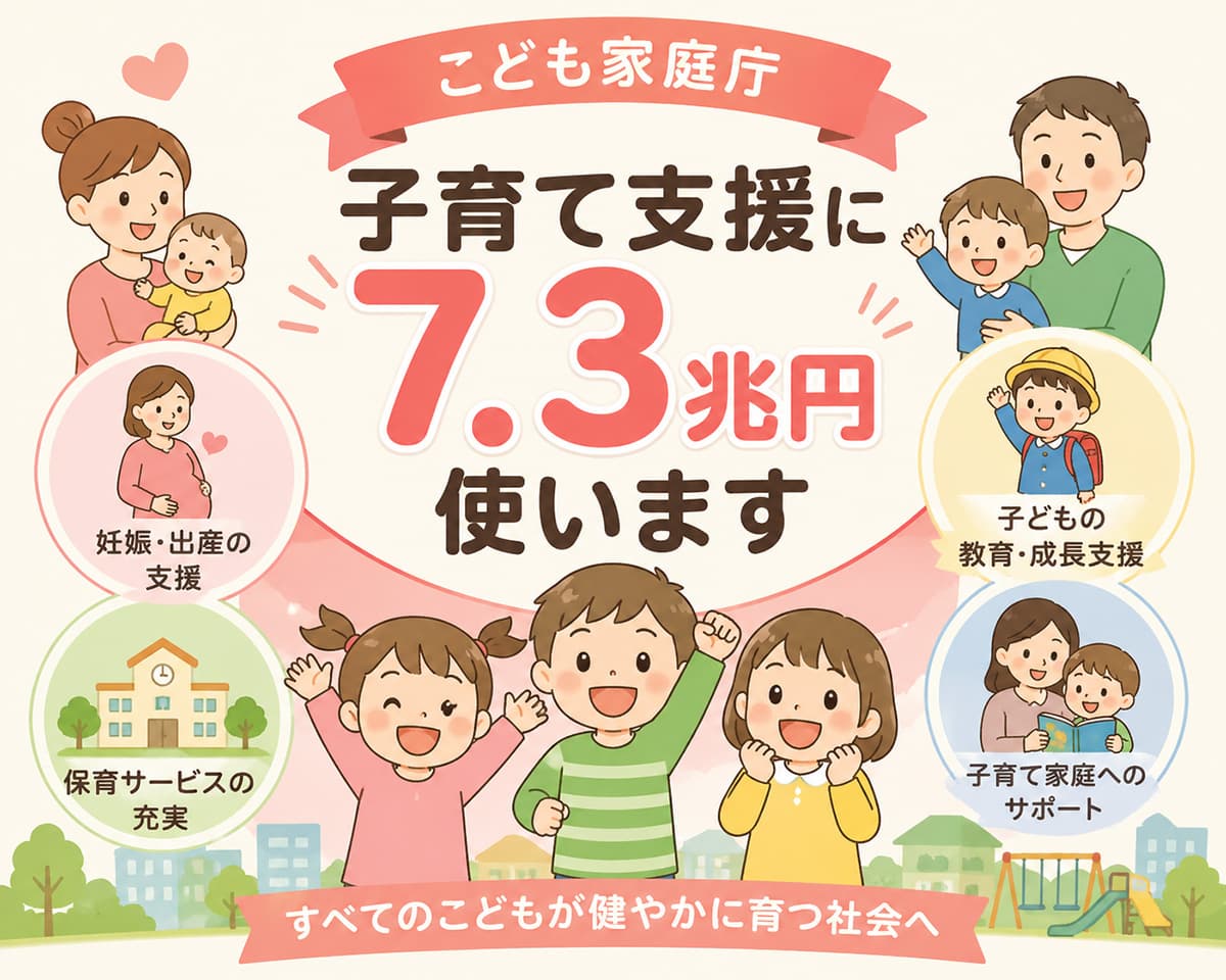 こども家庭庁「子育て支援に7.3兆円使います」